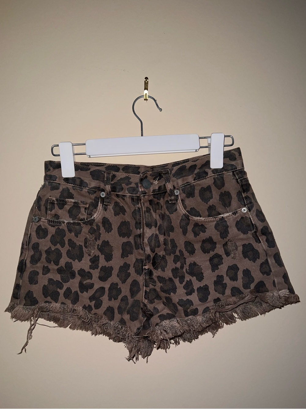Leopard Print Cutoff Denim Shorts BlankNYC
